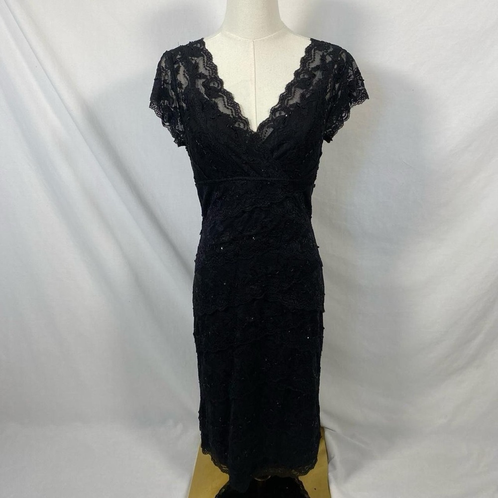 Blu Sage black beaded lace maxi dress size 6 whimsigoth fairy dark grunge
